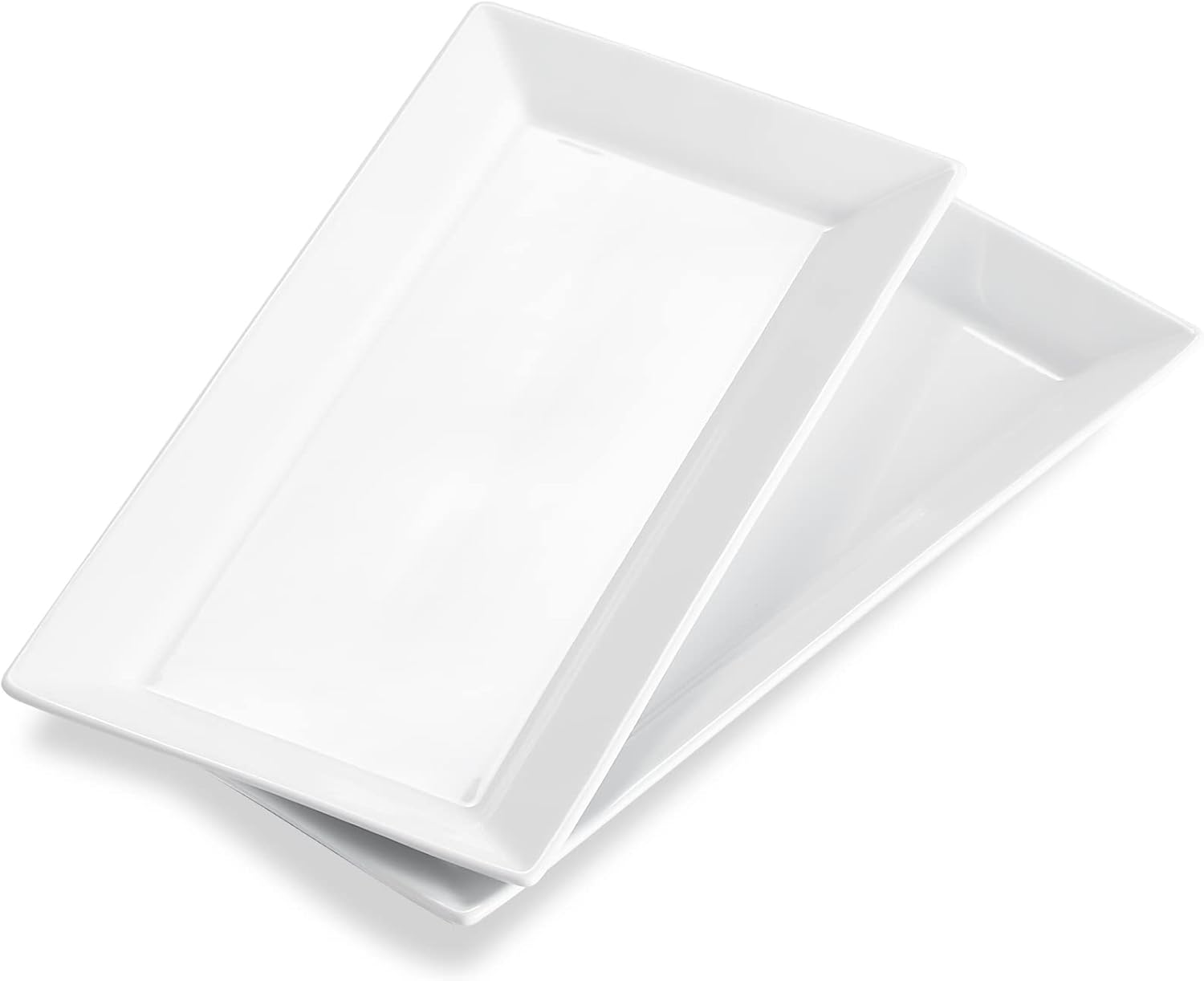 12 Inch Ceramic Serving Platters, White Rectangular Serving Trays/Dishes for Party Entertaining, Stackable Plates for Appetizers Desserts Baked Goods - Set of 2