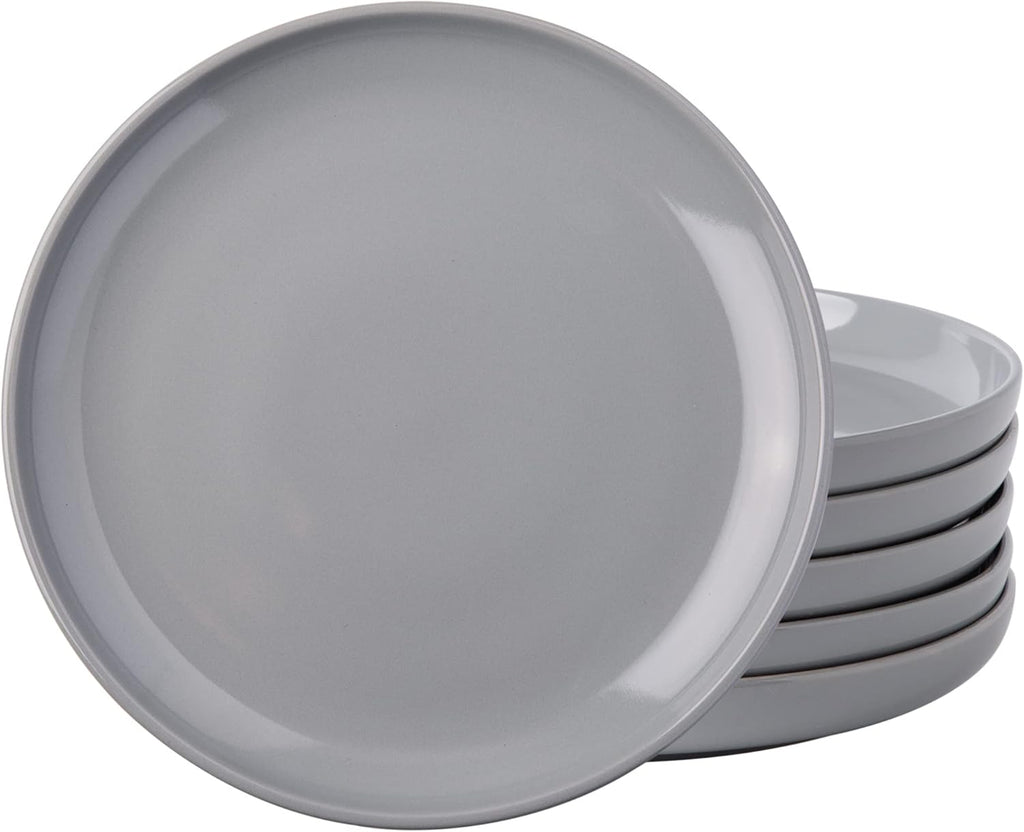Ceramic Dinner Plates Set of 6,10.5 inch Large Stoneware plates for Kitchen,Dinnerware Dishes set- Microwave,Dishwasher Safe,Scratch Resistant-GREY