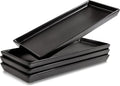 Matte Black Ceramic Serving Platters (14 x 6 Inch Rectangle Plates) Serving Dishes for Entertaining, Food, Appetizers, Desserts, Cheese Board, Charcuterie, Sushi - Set of 4 Party Trays