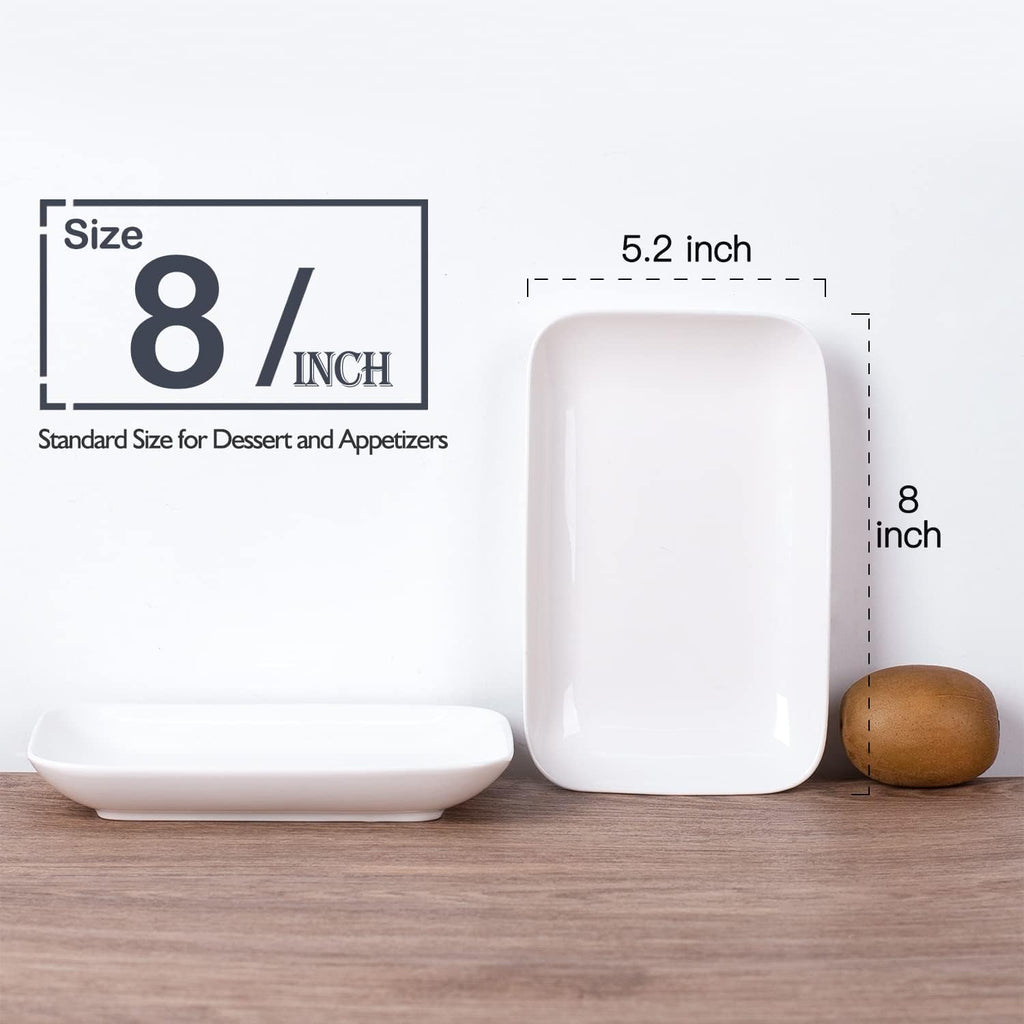 8in White Rectangular Serving Plates-Large Serving Platter Set Salad Plates - Big Serving Trays for Parties Meat, Sushi, Dinner Plate Oven Safe Dinnerware Set of 3