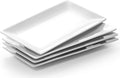 12" Rectangle Plates Set of 4 - White Serving Platters for Party, Wedding, and Entertaining - Rectangular Serving Trays Dishes for Steak, Taco, Sushi, Appetizer, Cake - Dishwasher & Oven Safe