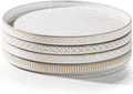 10.5” Ceramic Dinner Plates, Set of 4, Microwave & Dishwasher Safe, Salad Pasta Deep Plates with Embossments Set of 4