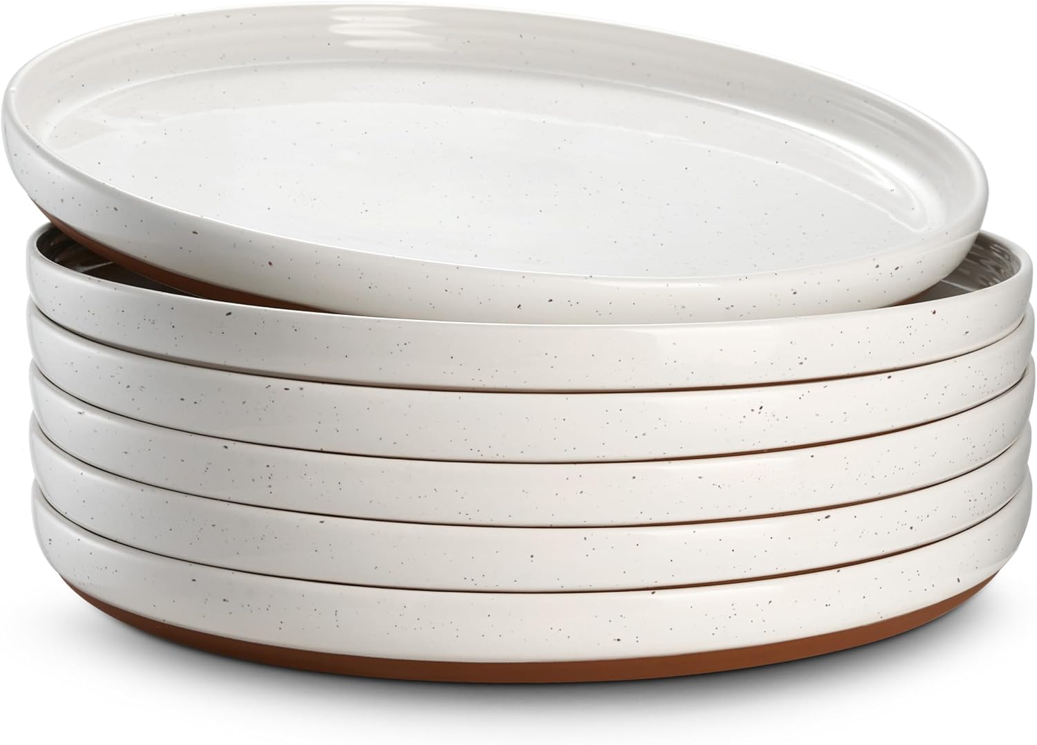 10.5" Large Dinner Plates Set of 6, Ceramic Salad Plate, Microwave, Oven & Dishwasher Safe, Moon-White Design Perfect for Party Dessert, Wedding Appetizer, Birthday, Mothers Day Gifts