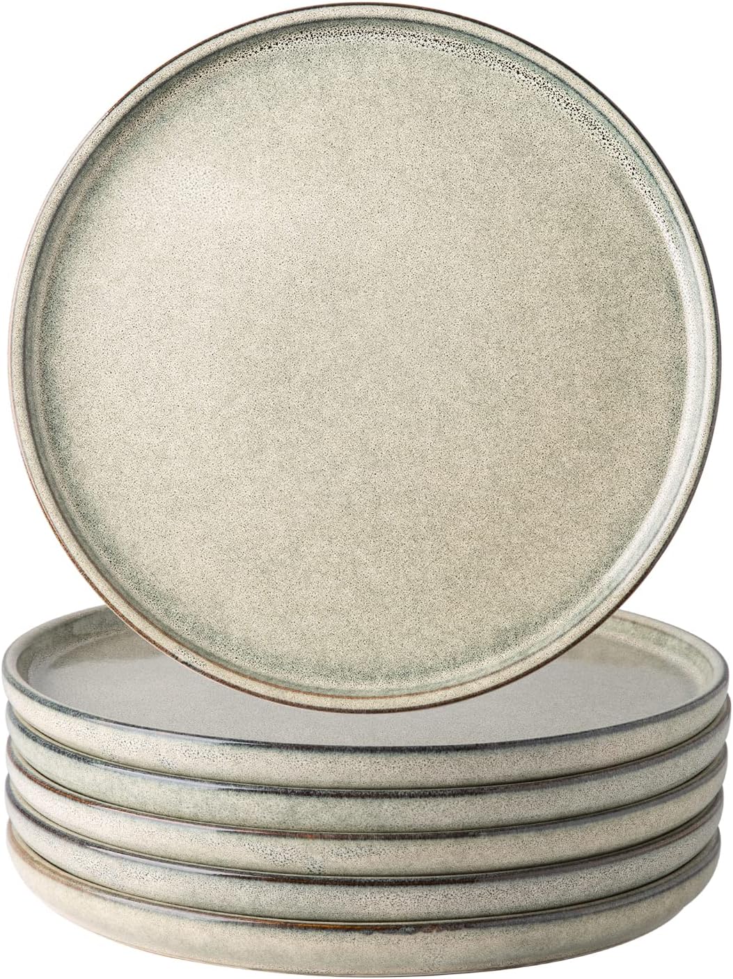 Dinner Plates Set of 6, 10.5 Inch Reactive Glaze Ceramic Plates Set, Microwave, Dishwasher Safe, Scratch Resistant, Modern Large Dinnerware Dishes Set Kitchen Stoneware Plates