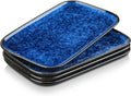 Serving Platters Set of 4, 11 Inches Rectangular Ceramic Serving Plates, Blue Serving Trays for Entertaining