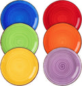 Muticolor Salad Plate Set of 6, 7.5 Inch Ceramic Dessert Plate, Dishwasher and Microwave Safe
